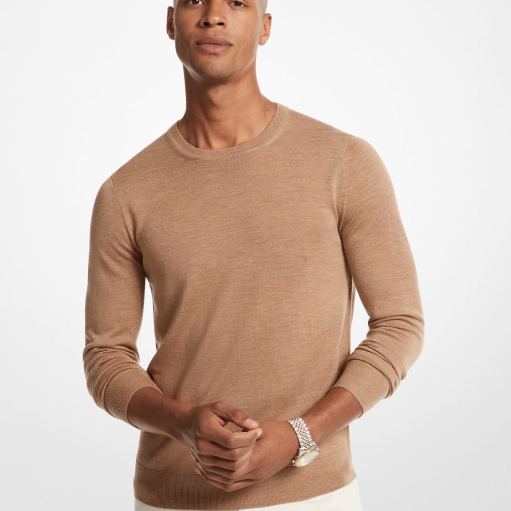 NWT MICHAEL KORS MENS OLIVE MERINO WOOL CREWNECK SWEATER store